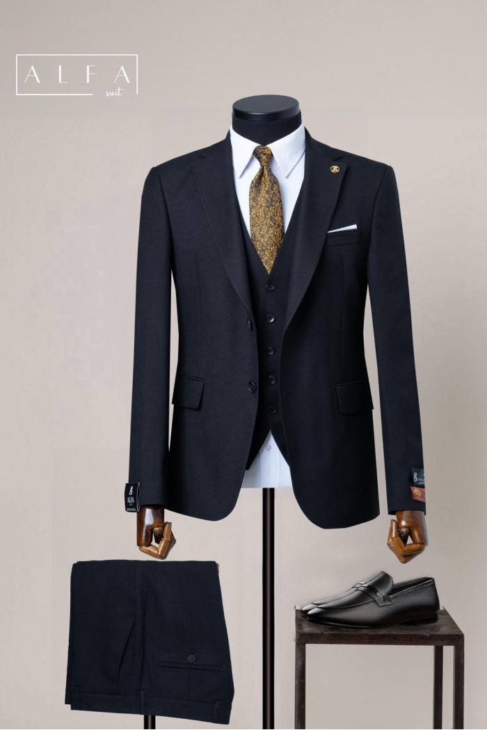 Alfa Suit Slim Fit Açık Gri Düz Takım Elbise