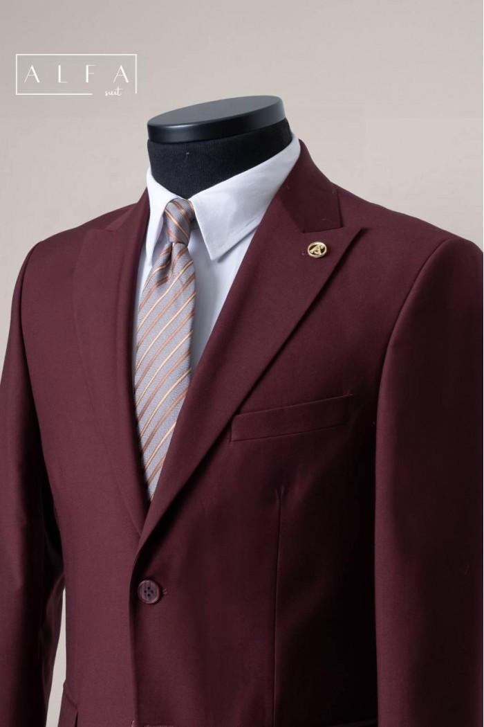 Alfa Suit Slim Fit Koyu Gri Düz Takım Elbise