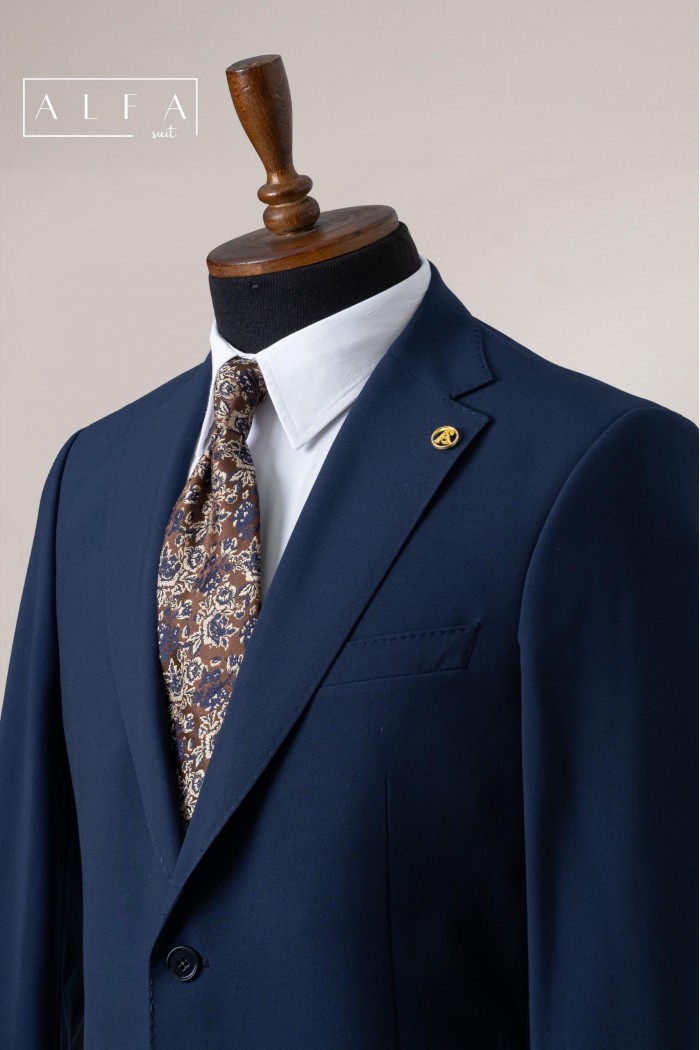 Alfa Suit Slim Fit Koyu Gri Düz Takım Elbise