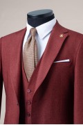 Alfa Suit Slim Fit Kahverengi Düz Takım Elbise