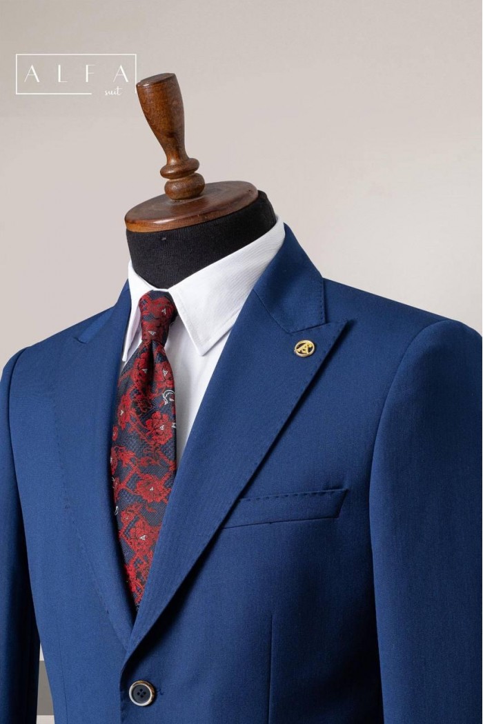 Alfa Suit Slim Fit Koyu Gri Düz Takım Elbise