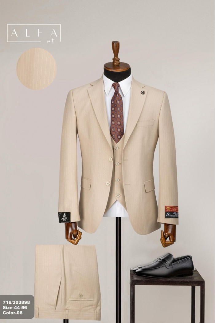 Alfa Suit Slim Fit Açık Gri Düz Takım Elbise