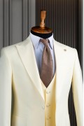 Alfa Suit Slim Fit Açık Gri Düz Takım Elbise