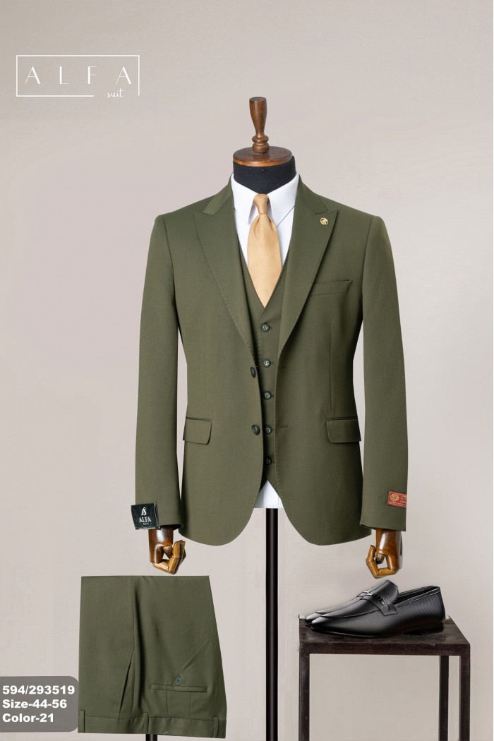 Alfa Suit Slim Fit Açık Gri Düz Takım Elbise
