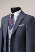 Alfa Suit Slim Fit Koyu Gri Düz Takım Elbise