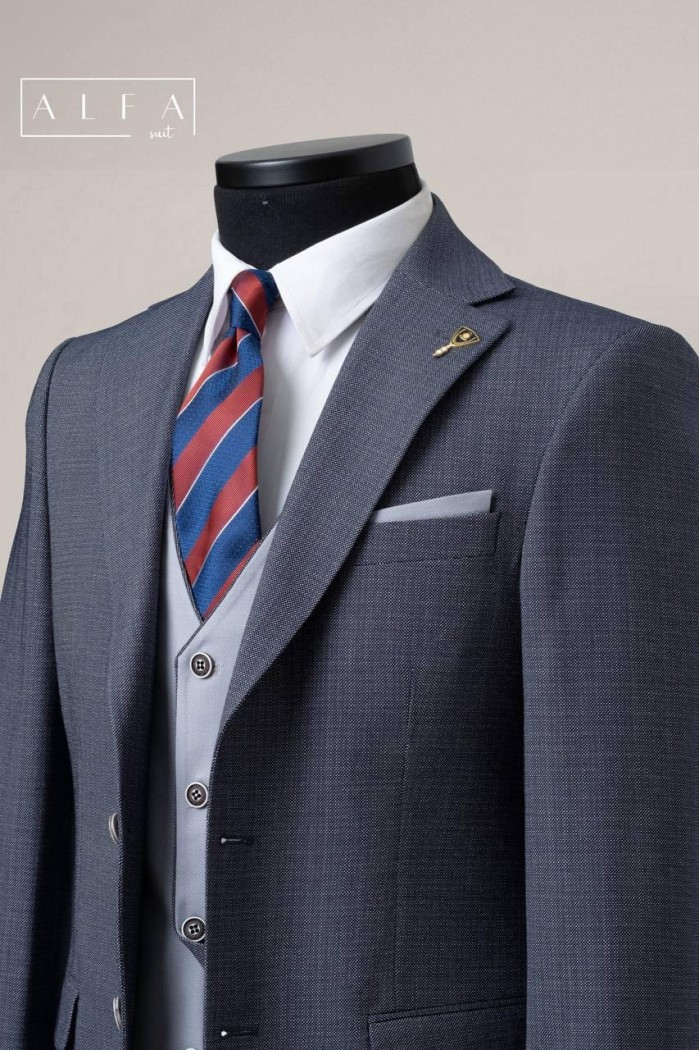 Alfa Suit Slim Fit Koyu Gri Düz Takım Elbise