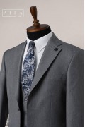 Alfa Suit Slim Fit Koyu Gri Düz Takım Elbise