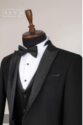 Alfa Suit Slim Fit Koyu Gri Düz Takım Elbise
