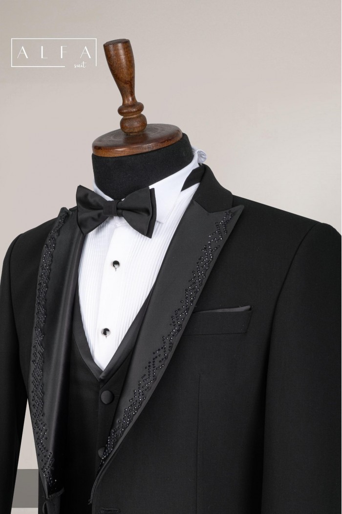 Alfa Suit Slim Fit Koyu Gri Düz Takım Elbise