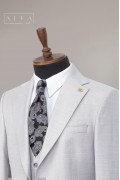 Alfa Suit Slim Fit Açık Gri Düz Takım Elbise