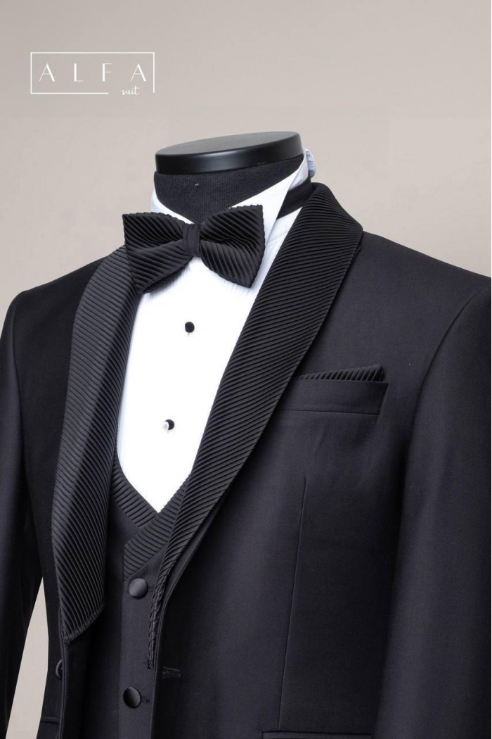 Alfa Suit Slim Fit Koyu Gri Düz Takım Elbise