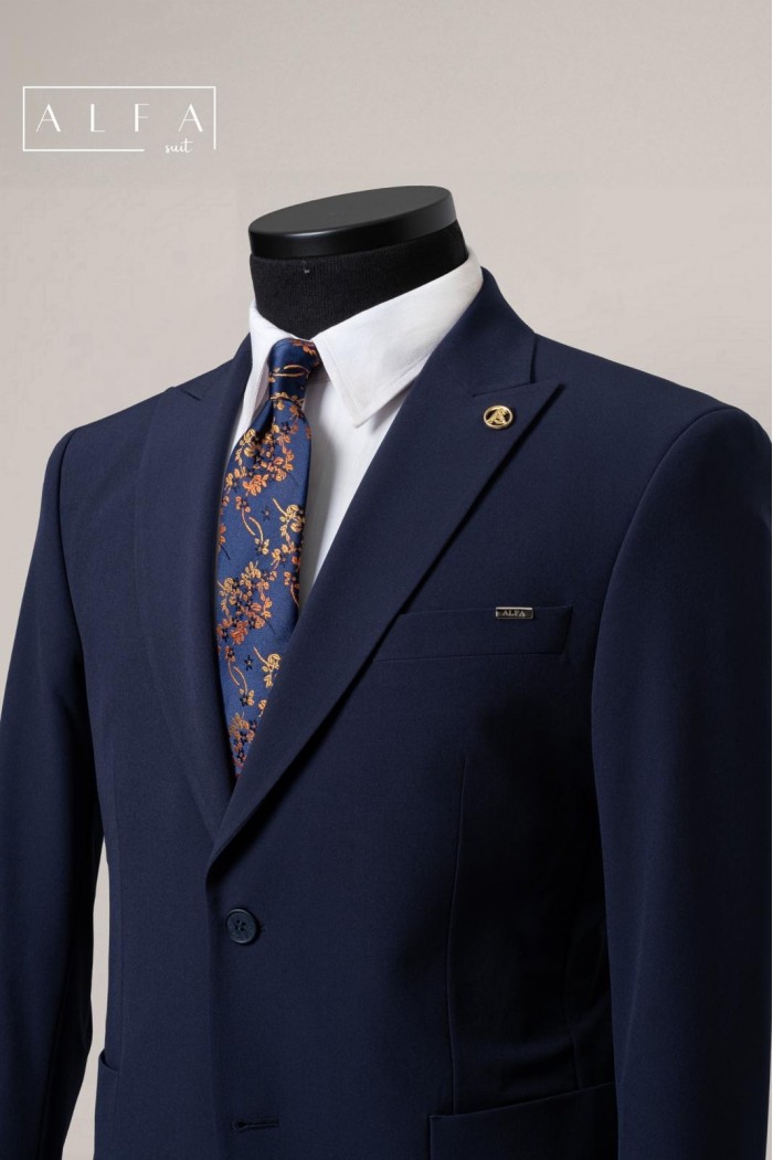 Alfa Suit Slim Fit Koyu Gri Düz Takım Elbise