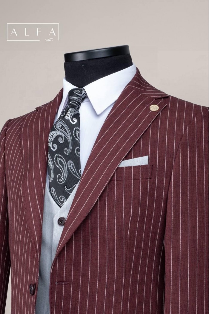 Alfa Suit Slim Fit Koyu Gri Düz Takım Elbise