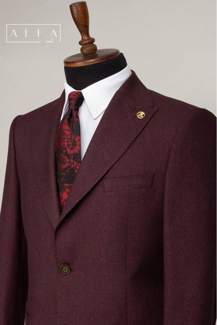 Alfa Suit Slim Fit Koyu Gri Düz Takım Elbise