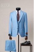 Alfa Suit Slim Fit Açık Gri Düz Takım Elbise