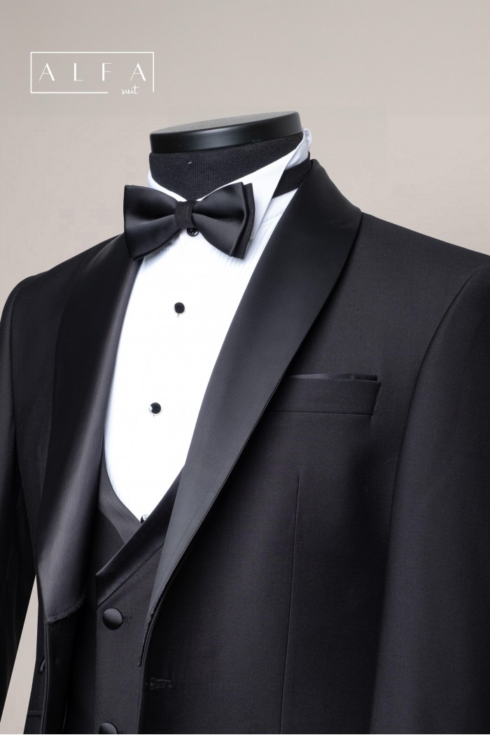 Alfa Suit Slim Fit Koyu Gri Düz Takım Elbise