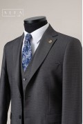 Alfa Suit Slim Fit Koyu Gri Düz Takım Elbise