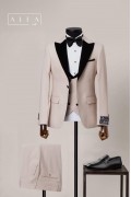 Alfa Suit Slim Fit Açık Gri Düz Takım Elbise