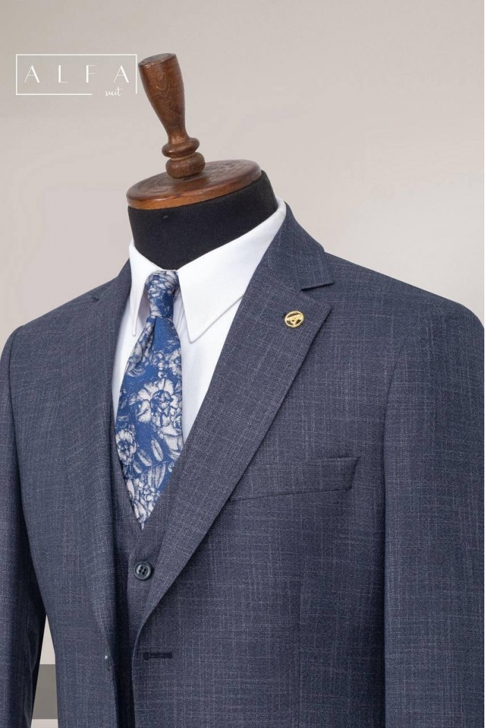 Alfa Suit Slim Fit Açık Gri Düz Takım Elbise