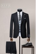 Alfa Suit Slim Fit Açık Gri Düz Takım Elbise