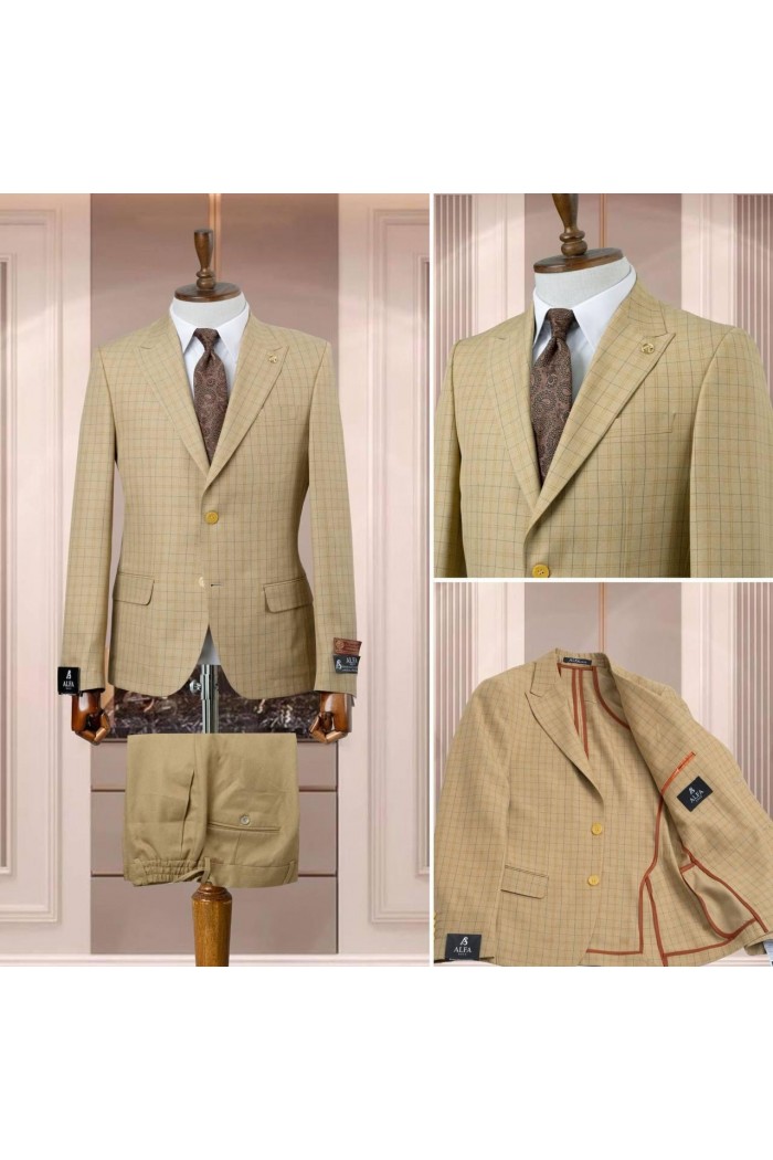 Alfa Suit Slim Fit Açık Gri Düz Takım Elbise