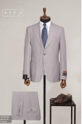 Alfa Suit Slim Fit Açık Gri Düz Takım Elbise