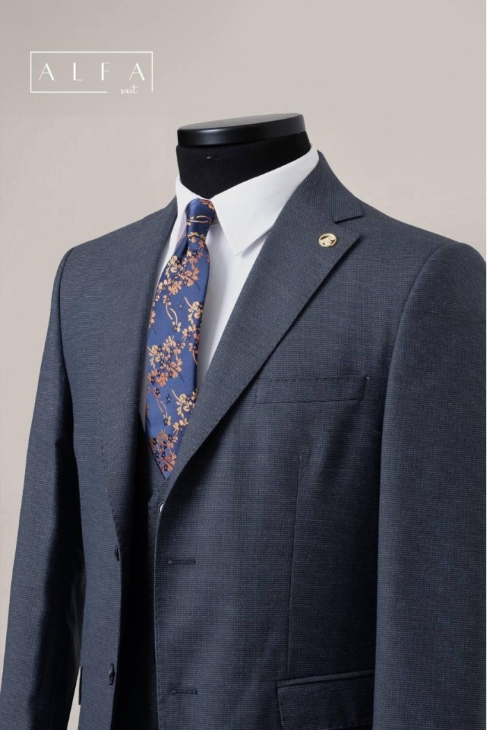 Alfa Suit Slim Fit Koyu Gri Düz Takım Elbise