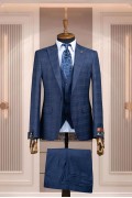 Alfa Suit Slim Fit Açık Gri Düz Takım Elbise