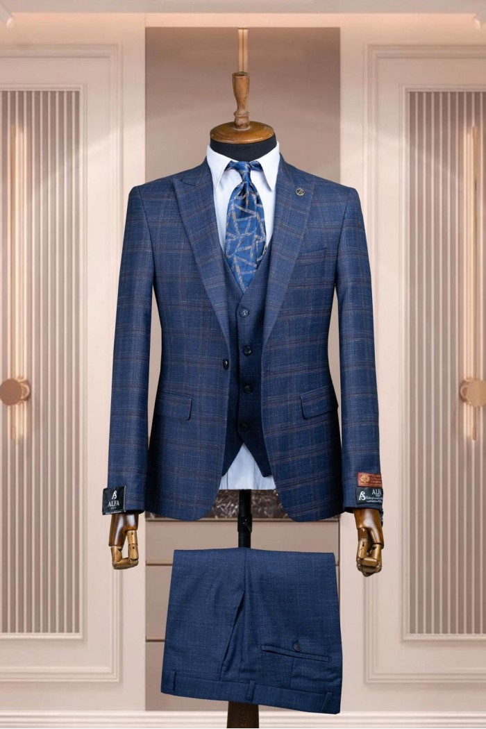 Alfa Suit Slim Fit Açık Gri Düz Takım Elbise