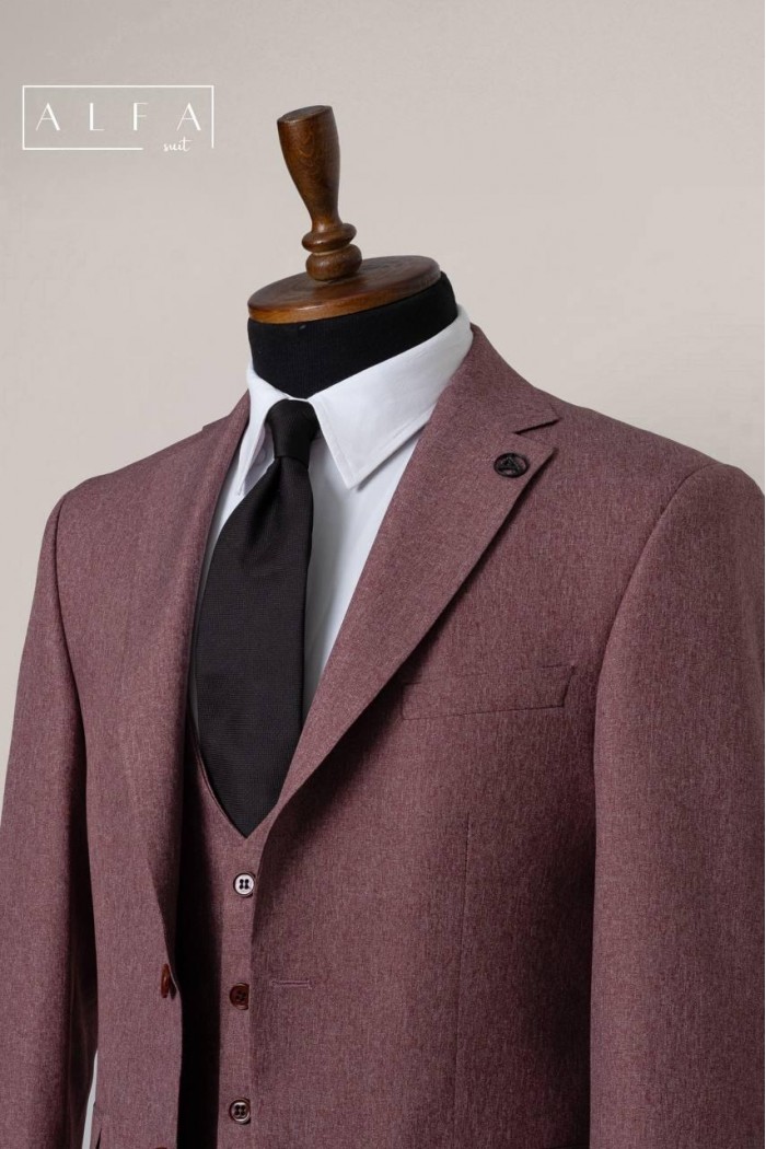 Alfa Suit Slim Fit Koyu Gri Düz Takım Elbise