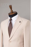 Alfa Suit Slim Fit Açık Gri Düz Takım Elbise