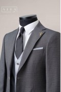 Alfa Suit Slim Fit Koyu Gri Düz Takım Elbise