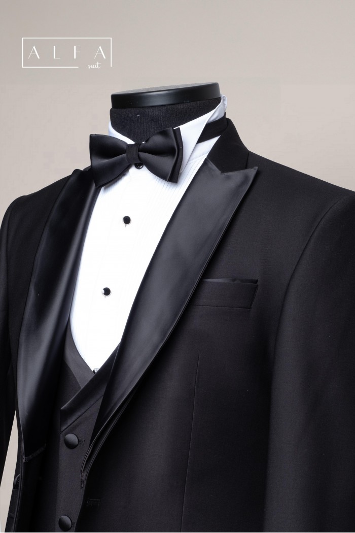 Alfa Suit Slim Fit Koyu Gri Düz Takım Elbise