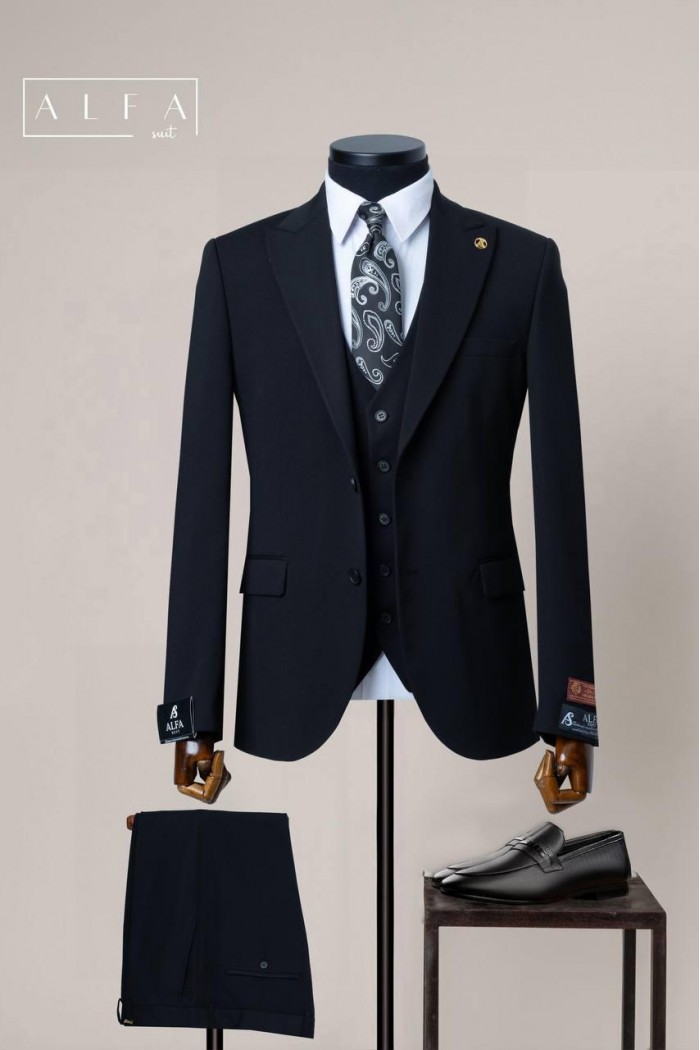 Alfa Suit Slim Fit Açık Gri Düz Takım Elbise