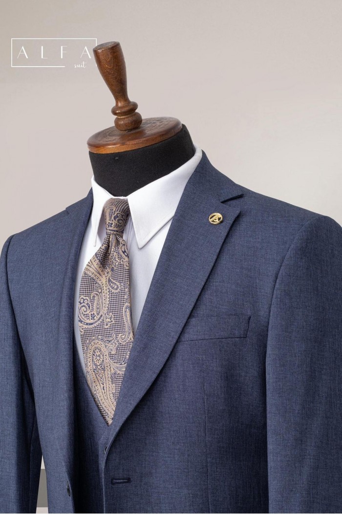 Alfa Suit Slim Fit Açık Gri Düz Takım Elbise
