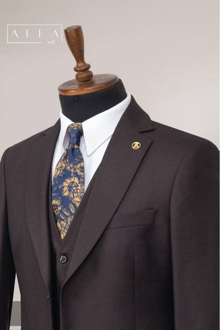 Alfa Suit Slim Fit Koyu Gri Düz Takım Elbise