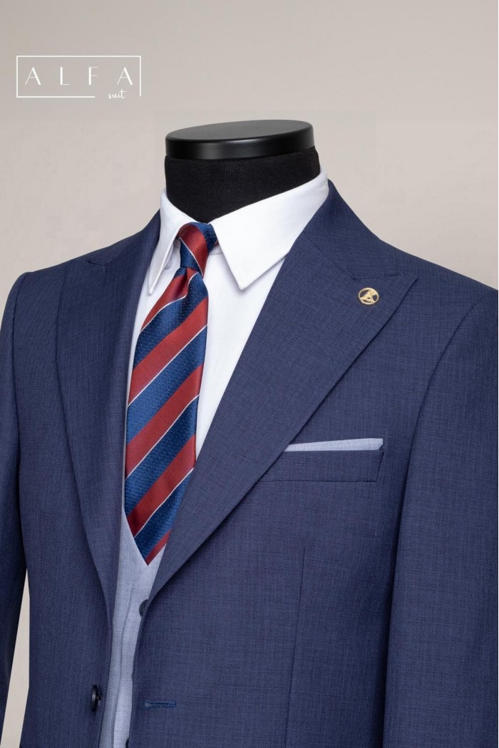 Alfa Suit Slim Fit Koyu Gri Düz Takım Elbise