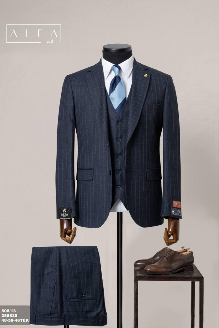 Alfa Suit Slim Fit Açık Gri Düz Takım Elbise