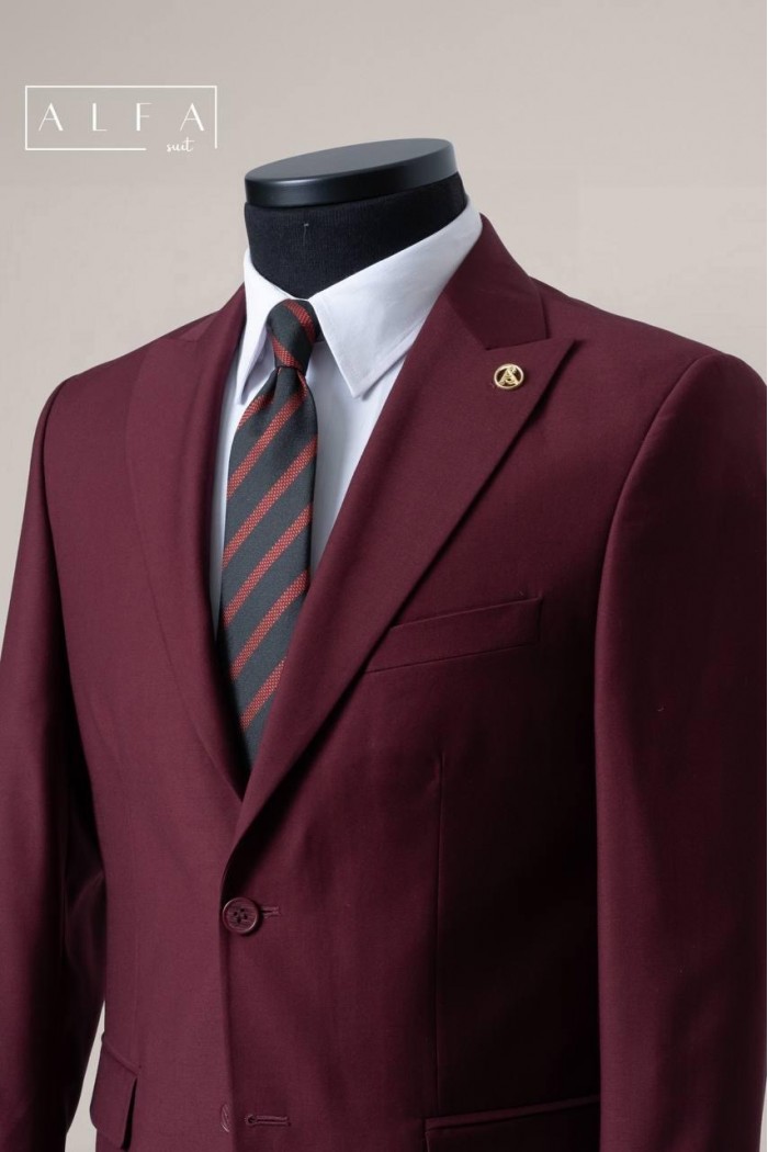 Alfa Suit Slim Fit Koyu Gri Düz Takım Elbise