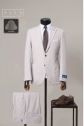 Alfa Suit Slim Fit Açık Gri Düz Takım Elbise