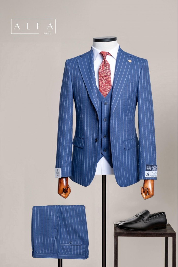 Alfa Suit Slim Fit Açık Gri Düz Takım Elbise