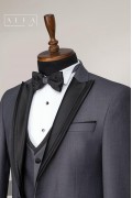 Alfa Suit Slim Fit Açık Gri Düz Takım Elbise