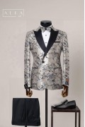 Alfa Suit Slim Fit Açık Gri Düz Takım Elbise