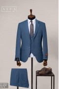Alfa Suit Slim Fit Açık Gri Düz Takım Elbise