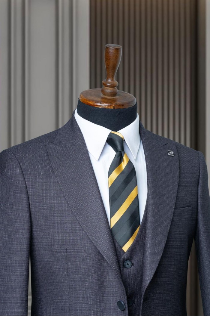 Alfa Suit Slim Fit Koyu Gri Düz Takım Elbise