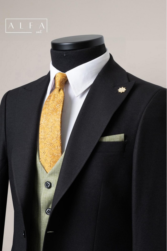 Alfa Suit Slim Fit Koyu Gri Düz Takım Elbise