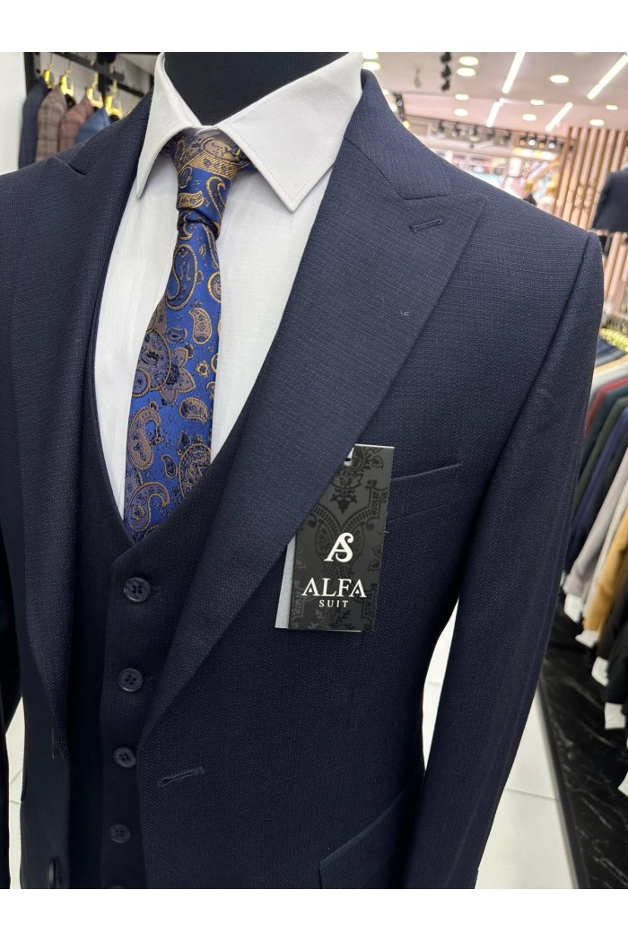 Alfa Suit Slim Fit Koyu Gri Düz Takım Elbise