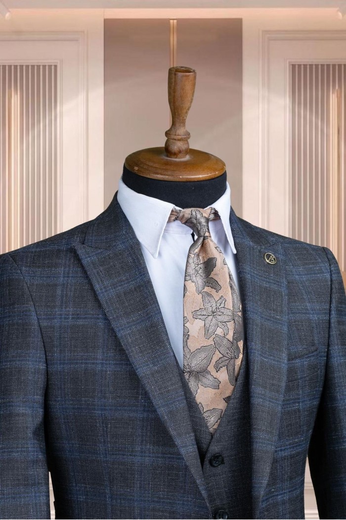 Alfa Suit Slim Fit Koyu Gri Düz Takım Elbise