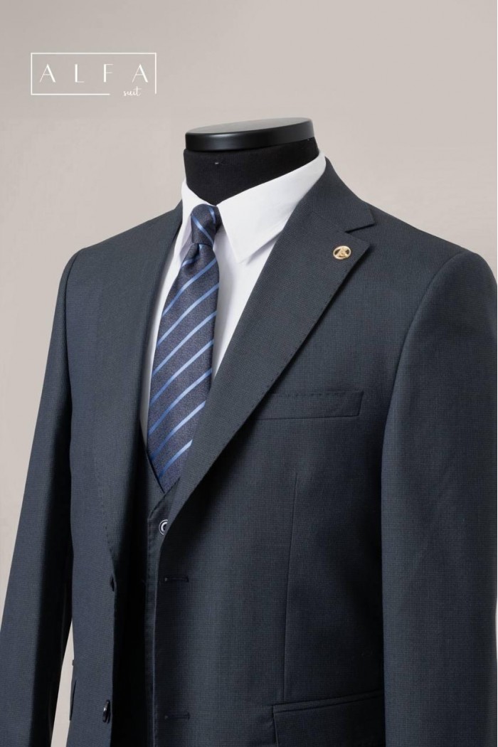 Alfa Suit Slim Fit Koyu Gri Düz Takım Elbise