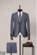 Alfa Suit Slim Fit Açık Gri Düz Takım Elbise